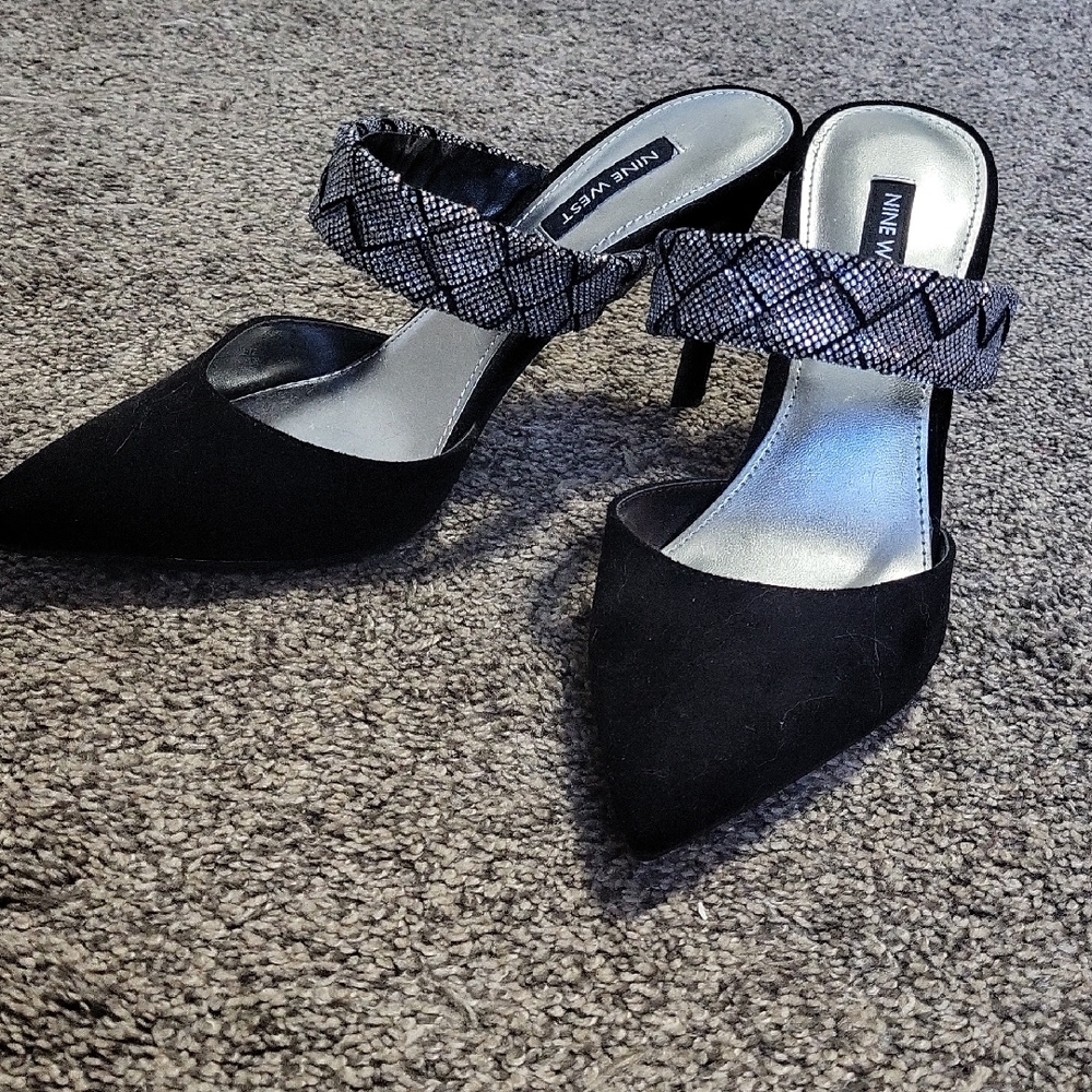 Nine West Black and Silver Heels